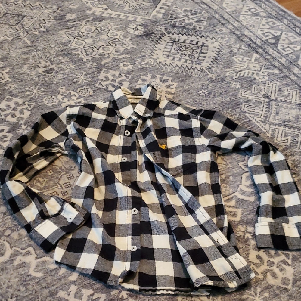 Black and White Plaid Button-Up Shirt